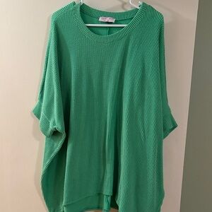 Green Oversized Short Sleeve Knit Top Discount Diva brand